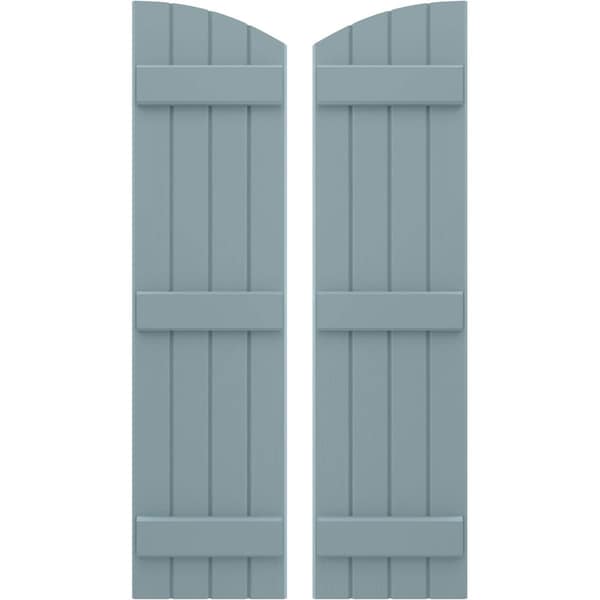 Ekena Millwork Americraft 4-Board (3 Batten) Wood Joined Board-n-Batten Shutters w/Ellipt Top, ARW401BE414X77SBH, PR ARW401BE414X77SBH - main